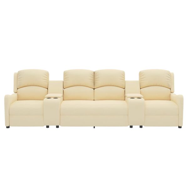 vidaXL Πολυθρόνα Μασάζ Τετραθέσια με Ποτηροθήκη Ανακλ. Κρεμ Ύφασμα.