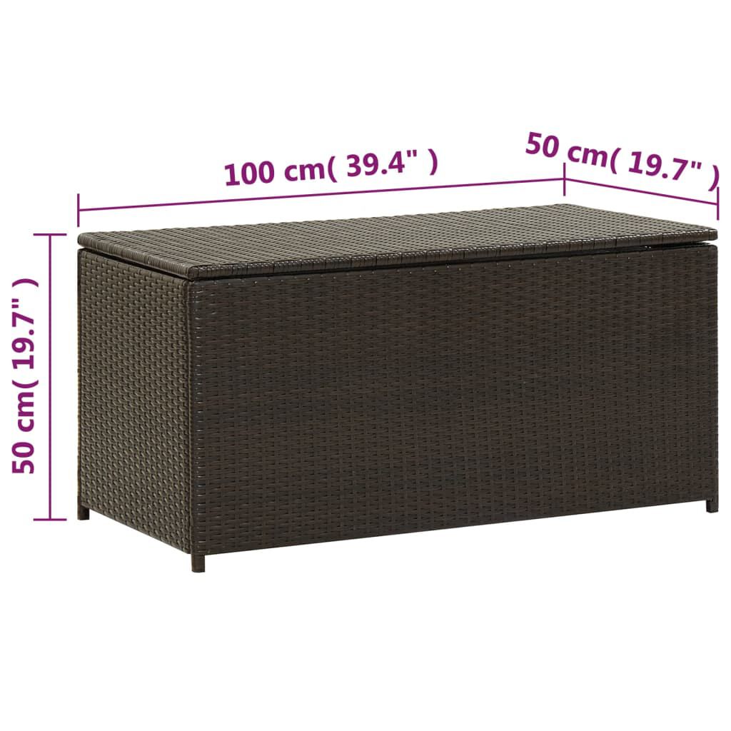 vidaXL Κουτί Αποθήκευσης Κήπου Καφέ 100x50x50 εκ. από Συνθετικό Ρατάν