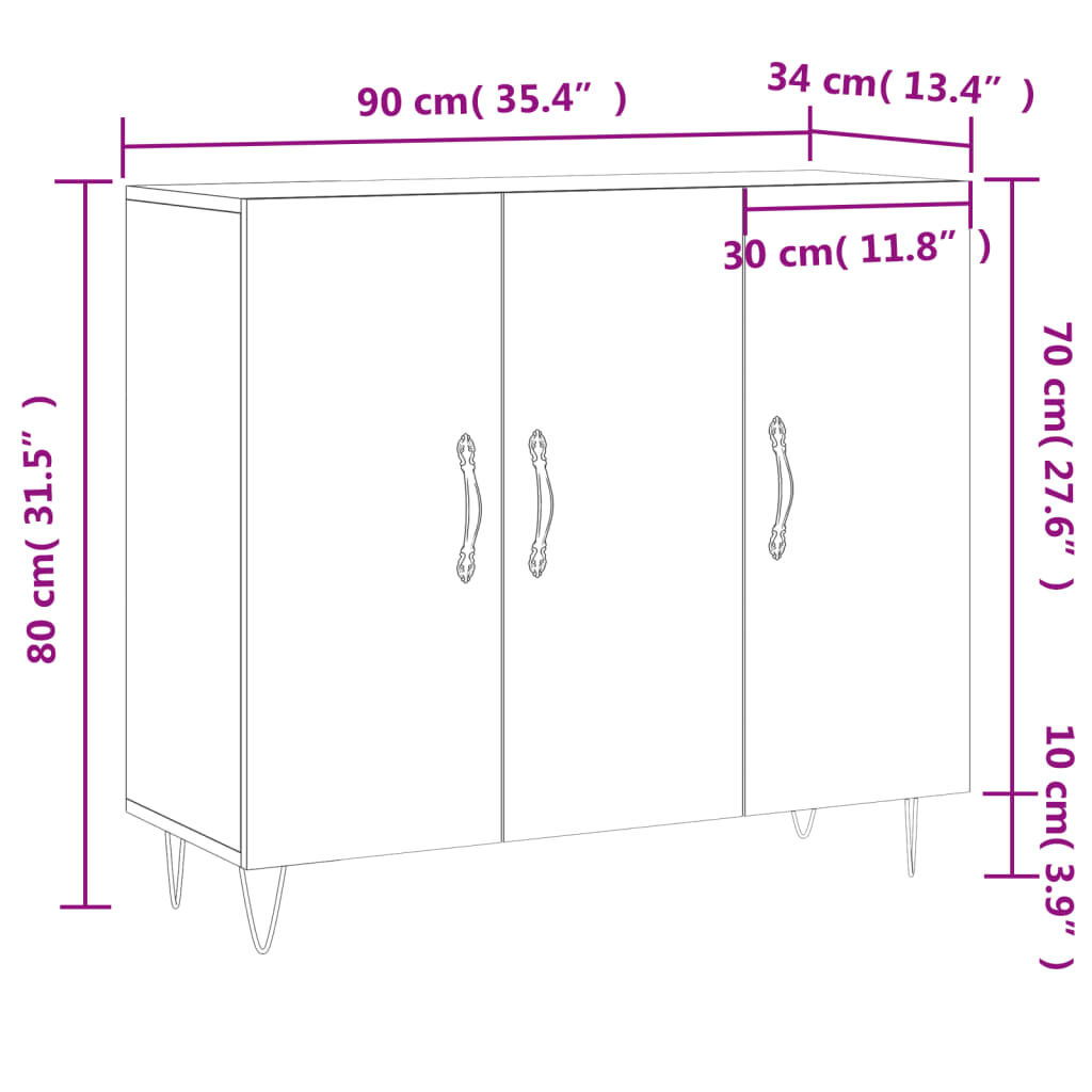 vidaXL Ντουλάπι Sonoma δρυς 90x34x80 εκ. Επεξεργασμένο Ξύλο