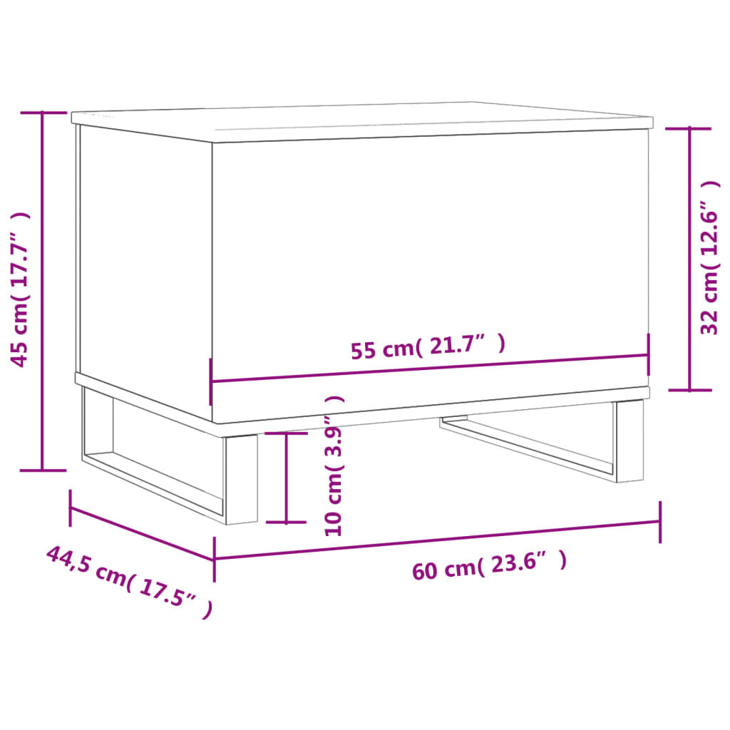 vidaXL Τραπεζάκι Σαλονιού Sonoma Δρυς 60x44,5x45εκ. Επεξεργασμένο Ξύλο