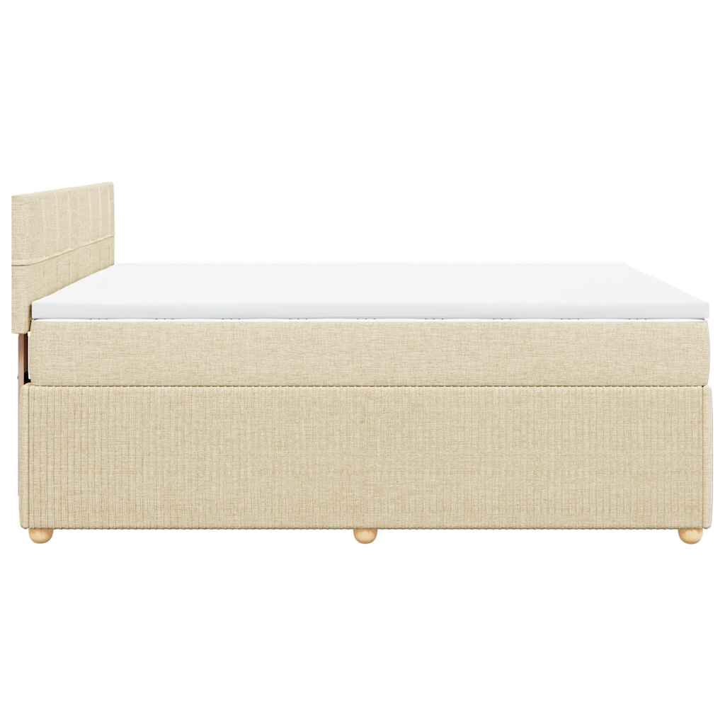vidaXL Κρεβάτι Boxspring με Στρώμα Κρεμ 140x200 εκ. Υφασμάτινο