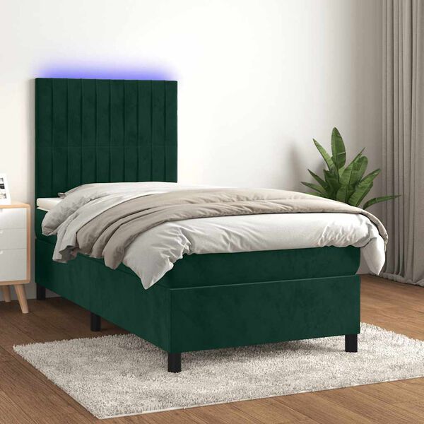 vidaXL &Kappa;&rho;&epsilon;&beta;ά&tau;&iota; Boxspring &mu;&epsilon; &Sigma;&tau;&rho;ώ&mu;&alpha; & LED &Sigma;&kappa;. &Pi;&rho;ά&sigma;&iota;&nu;&omicron; 100x200&epsilon;&kappa; &Beta;&epsilon;&lambda;&omicron;ύ&delta;&omicron;