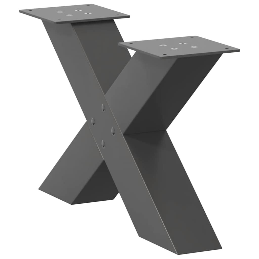 vidaXL Πόδια Τραπεζιού Σαλονιού σε Σχήμα Χ, 2 τεμ. Ανθρακί 50x(30-31) εκ. Ατσάλι