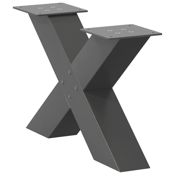 vidaXL Πόδια Τραπεζιού Σαλονιού σε Σχήμα Χ, 2 τεμ. Ανθρακί 50x(30-31) εκ. Ατσάλι