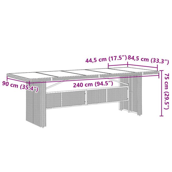 vidaXL 9 τεμαχίων σετ κήπου για φαγητό γκρι πολυ-ρατάν