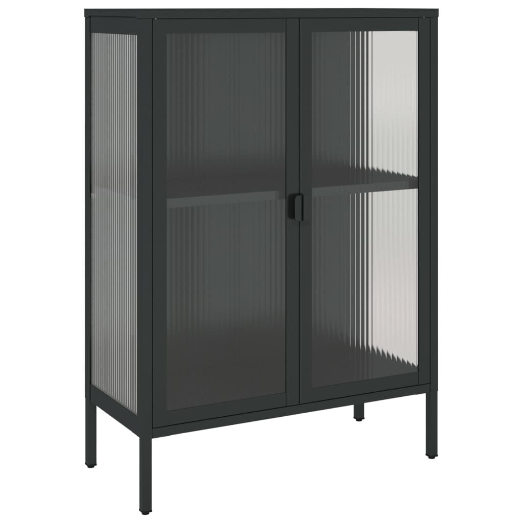 vidaXL Ντουλάπι Μαύρο 75 x 35 x 105 εκ. από Γυαλί και Ατσάλι