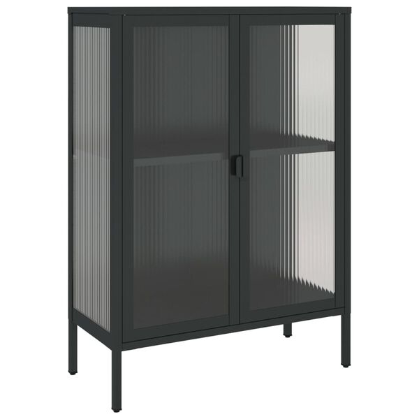 vidaXL Ντουλάπι Μαύρο 75 x 35 x 105 εκ. από Γυαλί και Ατσάλι