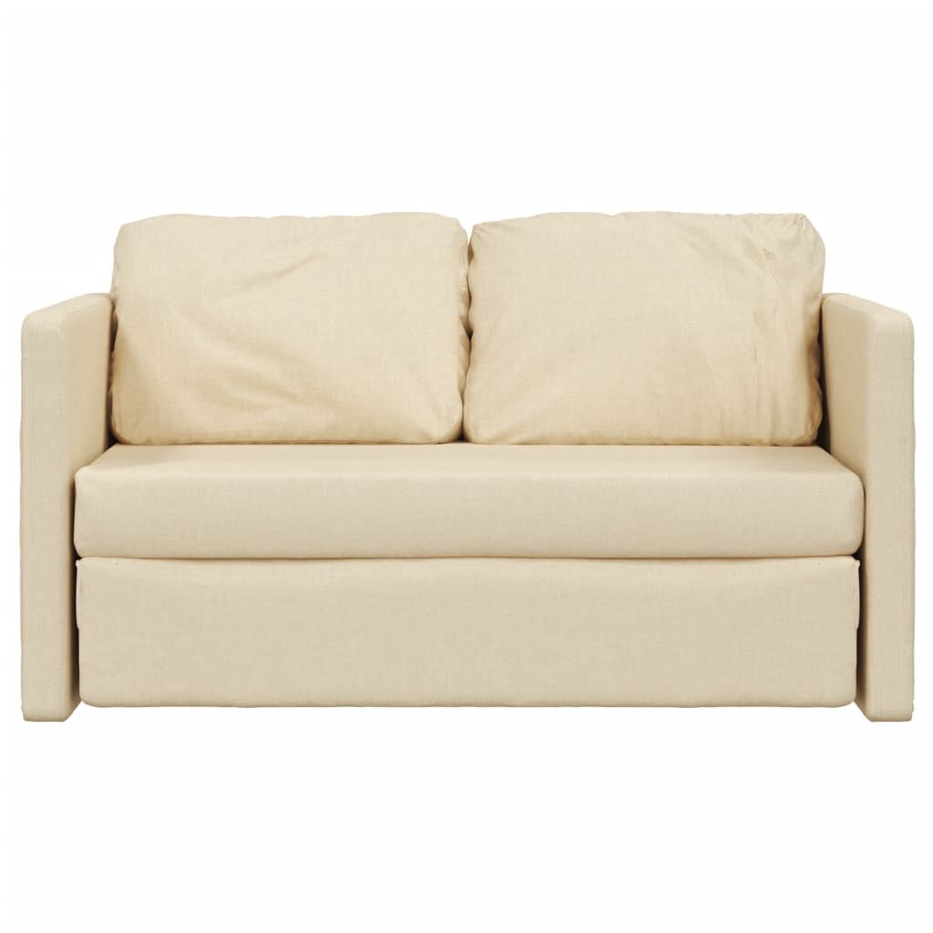 vidaXL Καναπές-Κρεβάτι Δαπέδου 2 σε 1 Κρεμ 112x174x55 εκ. Ύφασμα