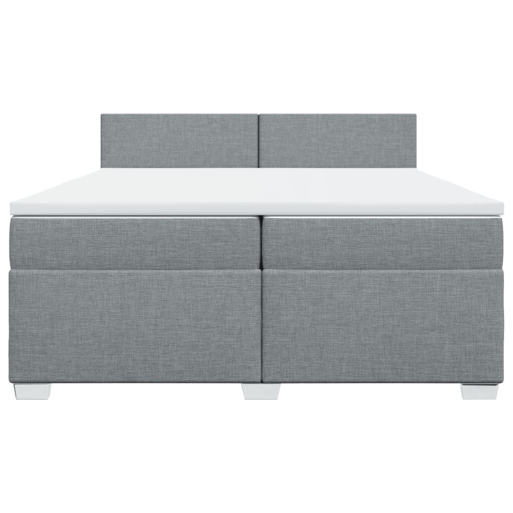 vidaXL Κρεβάτι Boxspring με Στρώμα Ανοιχτό Γκρι 200x200 εκ. Υφασμάτινο
