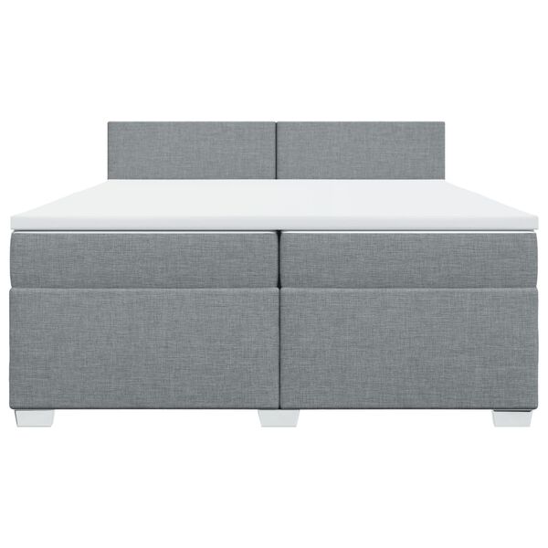 vidaXL Κρεβάτι Boxspring με Στρώμα Ανοιχτό Γκρι 200x200 εκ. Υφασμάτινο