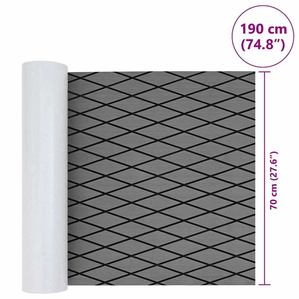 vidaXL Δάπεδο Σκάφους Ανοιχτό γκρι, μαύρο 190 x 70 εκ EVA αφρός