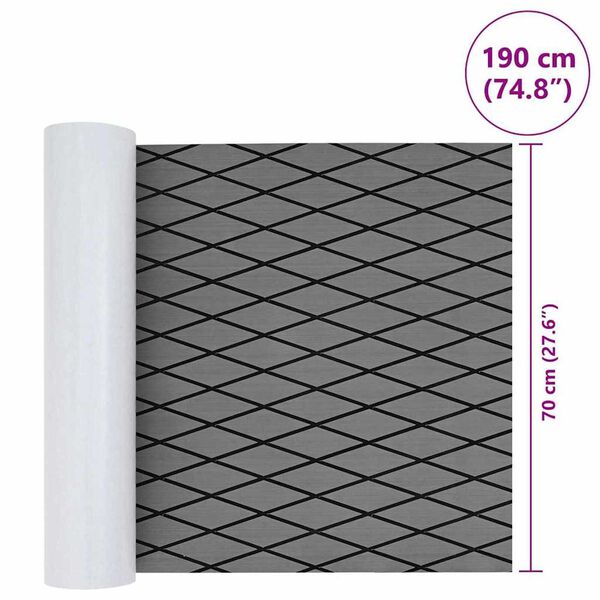 vidaXL Δάπεδο Σκάφους Ανοιχτό γκρι, μαύρο 190 x 70 εκ EVA αφρός