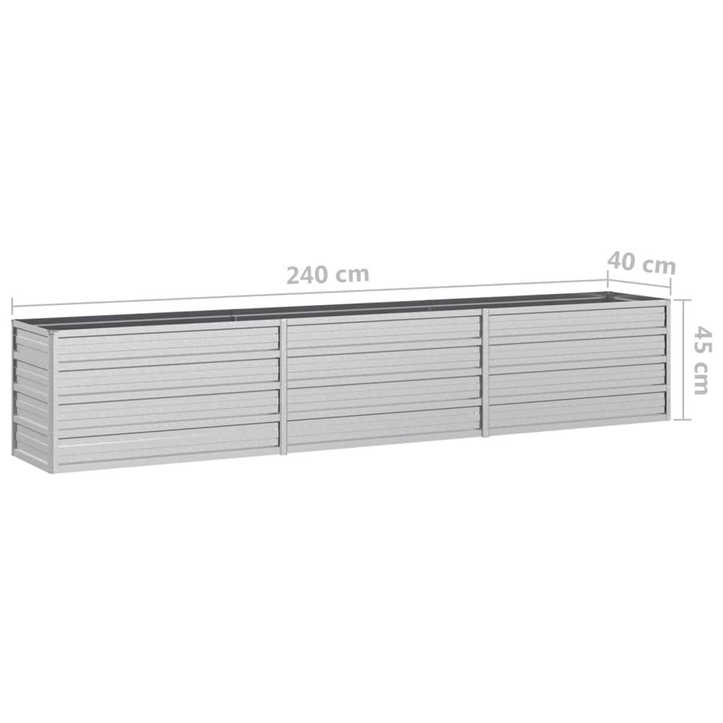 vidaXL Ζαρντινιέρα Υπερυψωμένη Ασημί 240x40x45 εκ. Γαλβανισμ. Χάλυβας