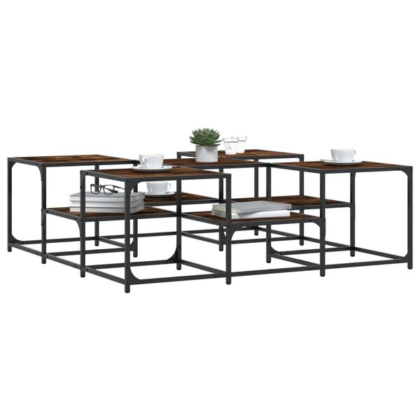 vidaXL Τραπεζάκι Σαλονιού Καπνιστή Δρυς 121x121x40εκ. Επεξεργασμ. Ξύλο