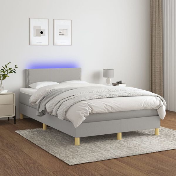 vidaXL &Kappa;&rho;&epsilon;&beta;ά&tau;&iota; Boxspring &mu;&epsilon; &Sigma;&tau;&rho;ώ&mu;&alpha; & LED &Alpha;&nu;.&Gamma;&kappa;&rho;&iota; 120x200 &epsilon;&kappa; &Upsilon;&phi;&alpha;&sigma;&mu;ά&tau;&iota;&nu;&omicron;