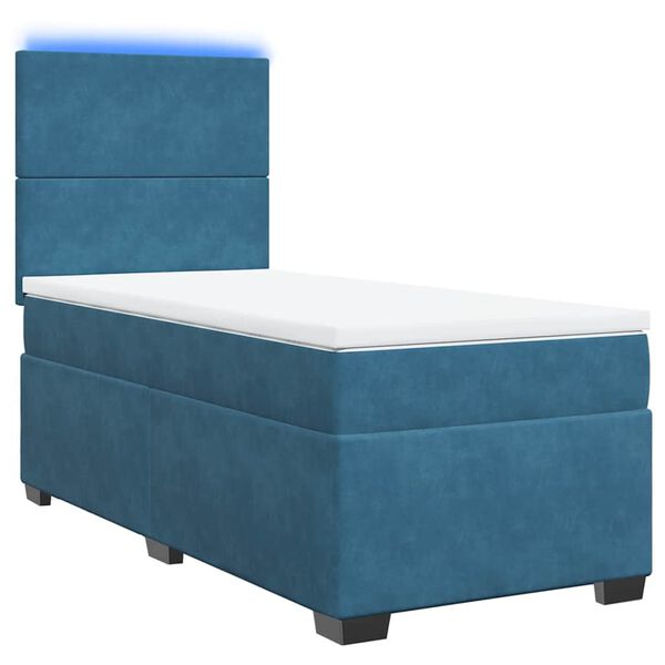 vidaXL Κρεβάτι Boxspring με Στρώμα Μπλε 80 x 200 εκ. Βελούδινο