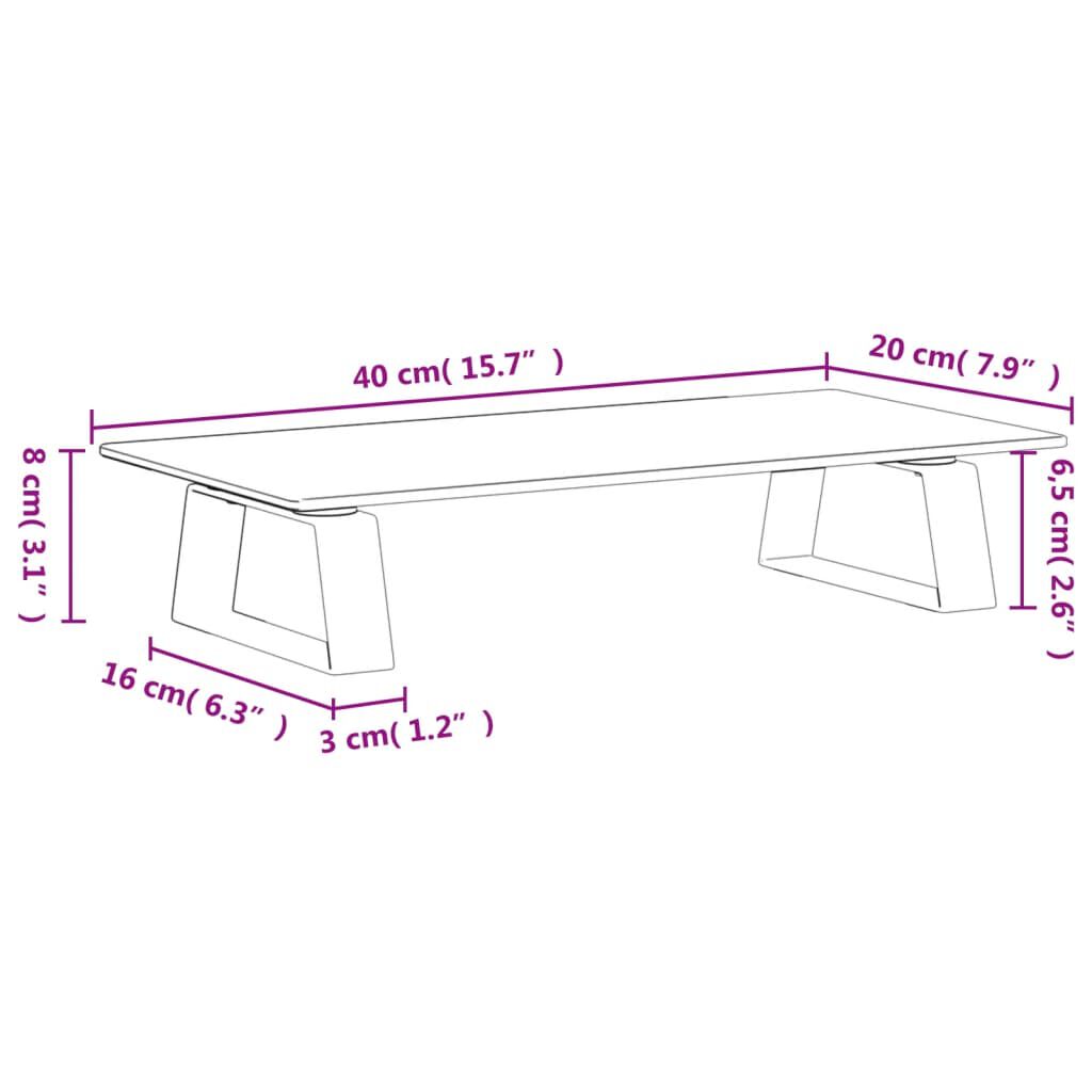 vidaXL Βάση Οθόνης Λευκή 40 x 20 x 8 εκ. από Ψημένο Γυαλί και Μέταλλο