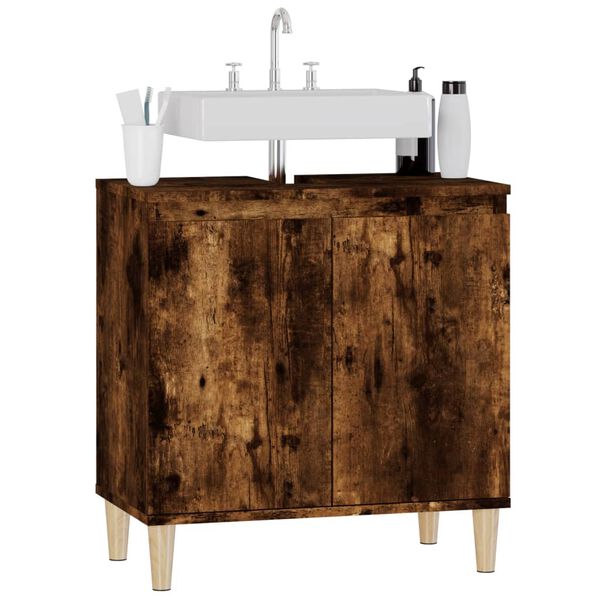 vidaXL Ντουλάπι Νιπτήρα Καπνιστή Δρυς 58x33x60 εκ. Επεξεργ. Ξύλο
