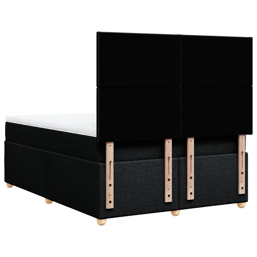 vidaXL Κρεβάτι Boxspring με Στρώμα Μαύρο 140x190 εκ. Υφασμάτινο