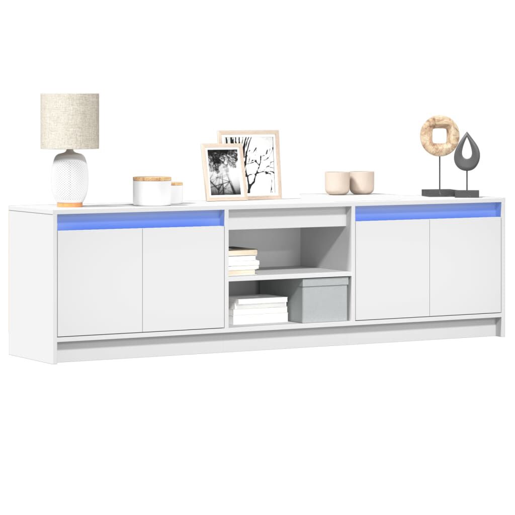 vidaXL Έπιπλο Τηλεόρασης με LED Λευκό 180x34x50 εκ. από Επεξ. Ξύλο