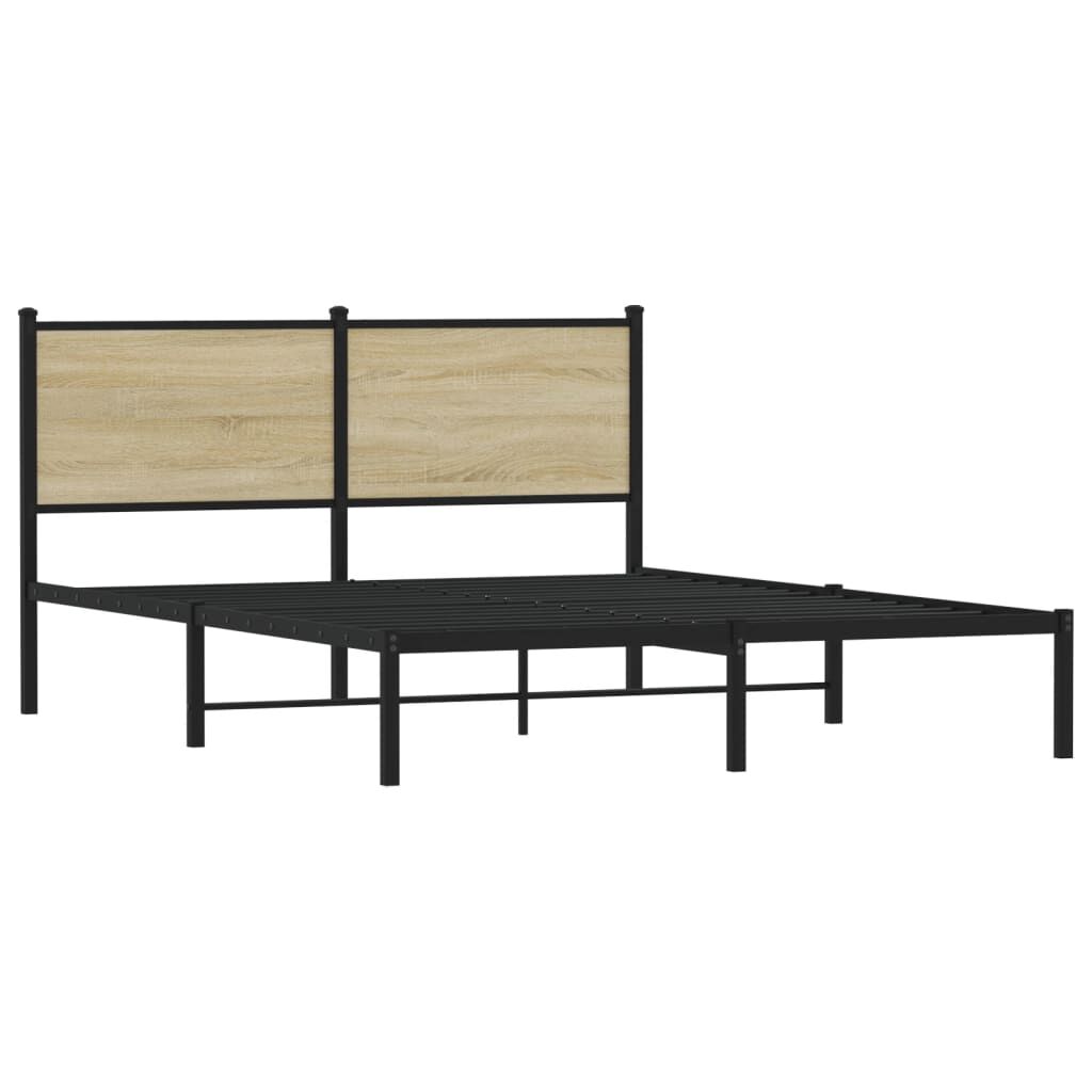 vidaXL Σκελετός Κρεβ. Χωρίς Στρώμα Sonoma Δρυς 150x200 εκ. Μεταλλικό