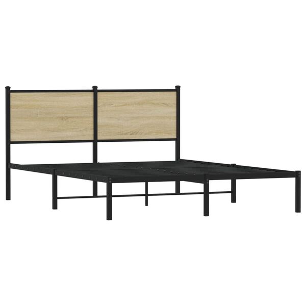 vidaXL Σκελετός Κρεβ. Χωρίς Στρώμα Sonoma Δρυς 150x200 εκ. Μεταλλικό