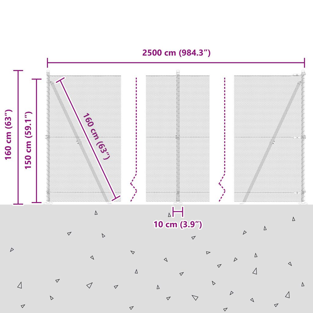 vidaXL Σετ Φράχτη Σετ 2 Πράσινο Μέταλλο, PVC 25 x 1.5 μ Ανθεκτικό