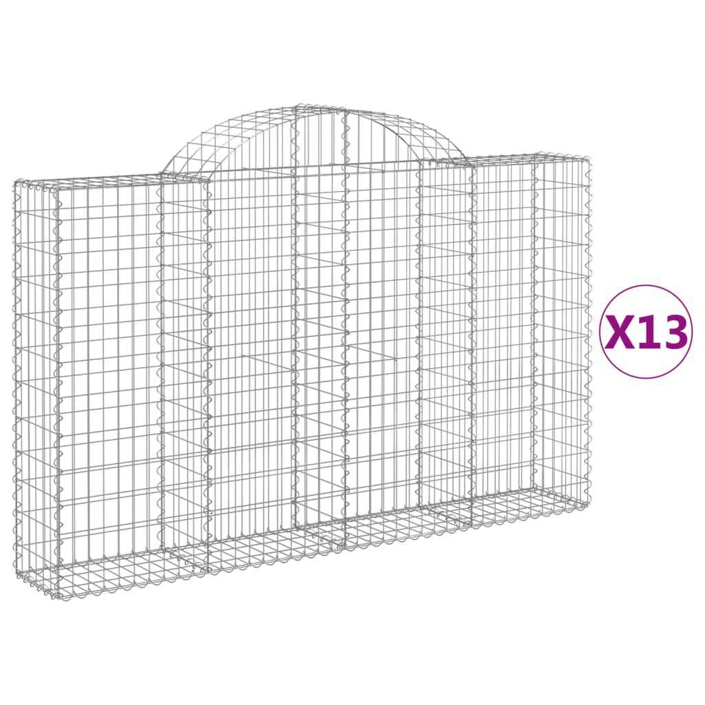 vidaXL Συρματοκιβώτια Τοξωτά 13 τεμ. 200x30x120/140 εκ. Γαλβαν. Ατσάλι