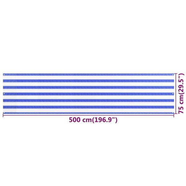 vidaXL Διαχωριστικό Βεράντας Μπλε / Λευκό 75x500 εκ. από HDPE