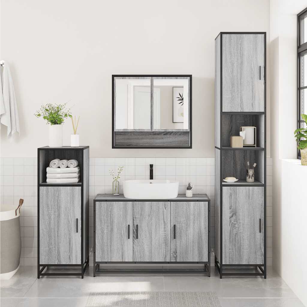 vidaXL Σετ Επίπλων Μπάνιου 3 Τεμαχίων Γκρι Sonoma Επεξεργασμένο Ξύλο