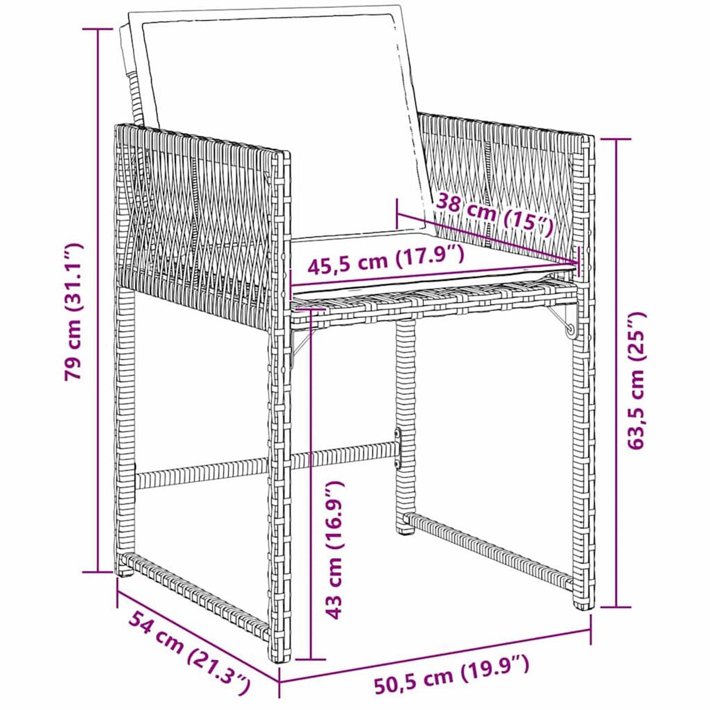 vidaXL Σέτ φαγητού για κήπο 5 pcs Γκρι συνθετικό ρατάν