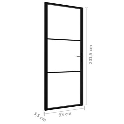 vidaXL Πόρτα Εσωτερική Μαύρη 93 x 201,5 εκ. από Γυαλί ESG / Αλουμίνιο