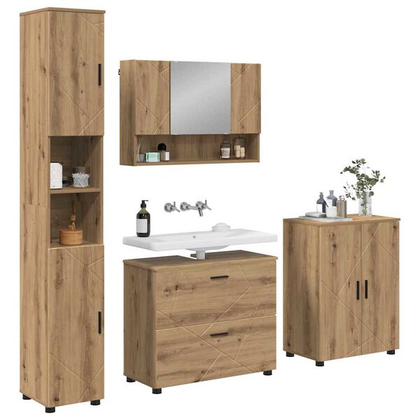 vidaXL Σετ Επίπλων Μπάνιου 4 pcs artisan δρυς Επεξεργασμένο ξύλο