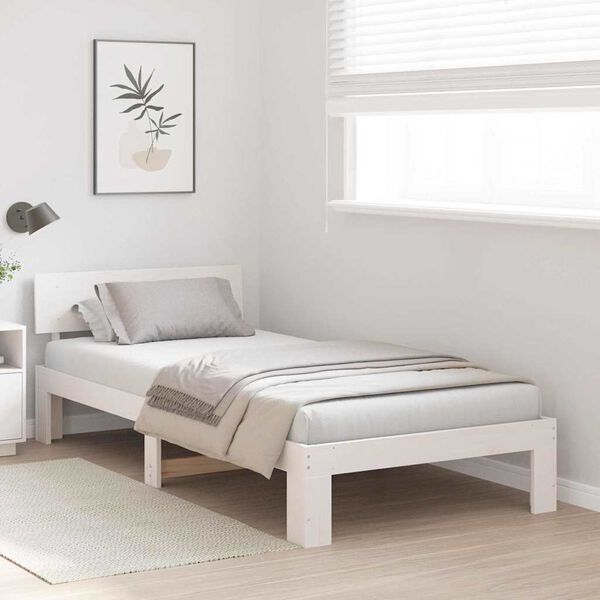 vidaXL Σκελετός Κρεβατιού Λευκό 90 x 200 cm Μασίφ ξύλο πεύκου