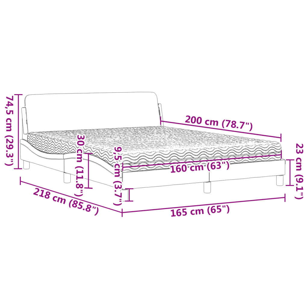 vidaXL Κρεβάτι με Στρώμα Ροζ 160x200 εκ. Βελούδινο