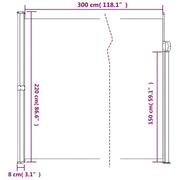 vidaXL Σκίαστρο Πλαϊνό Συρόμενο Κρεμ 220 x 300 εκ.