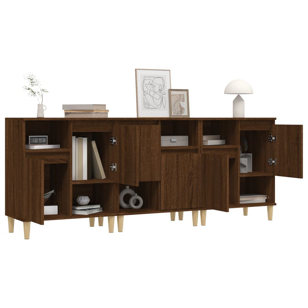 vidaXL Συρταριέρες 3 τεμ. Καφέ Δρυς 60x35x70 εκ. Επεξεργασμένο Ξύλο