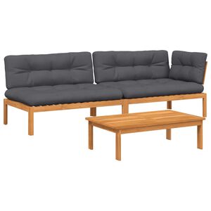 vidaXL Σαλόνι Κήπου Παλέτας 3 Τεμ. από Μασίφ Ξύλο Ακακίας με Μαξιλάρια