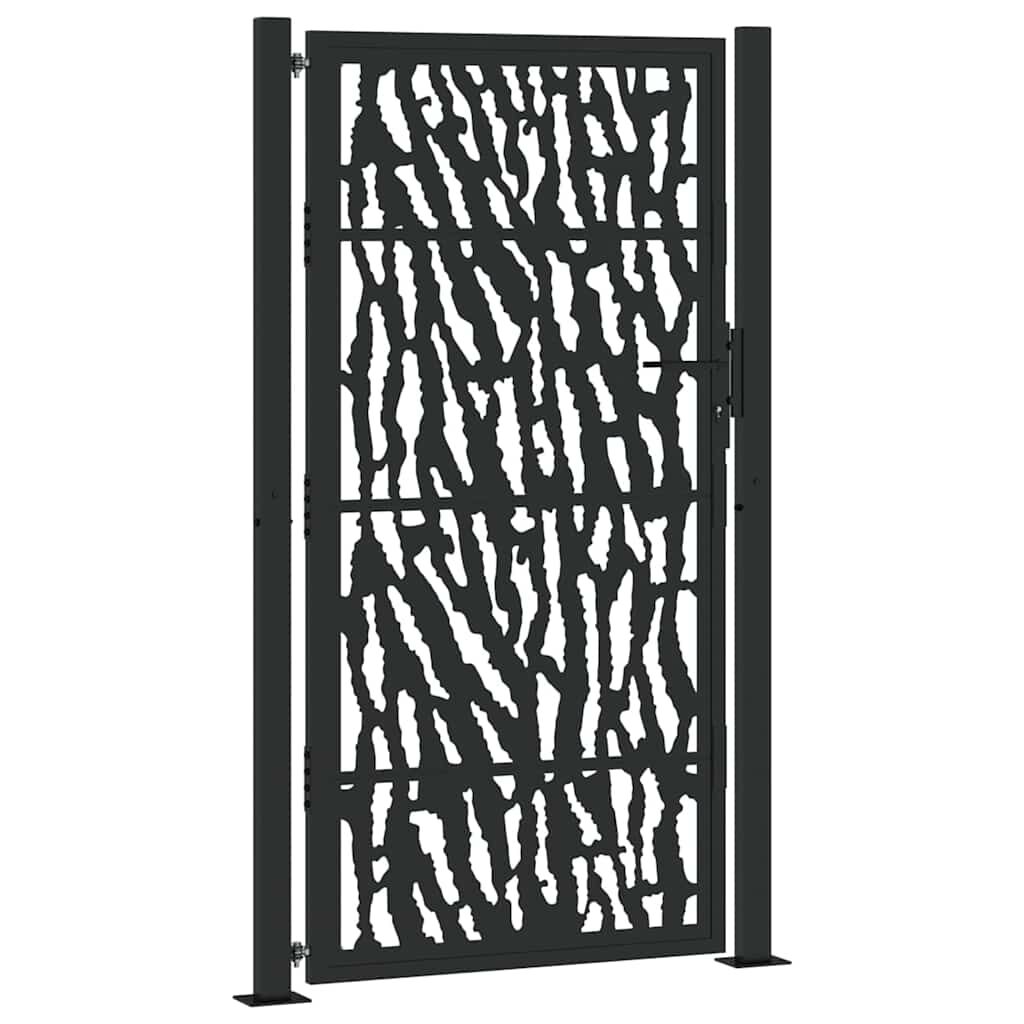 vidaXL Πύλη κήπου Μαύρη 105x180 cm Ατσάλινο σχέδιο ίχνους