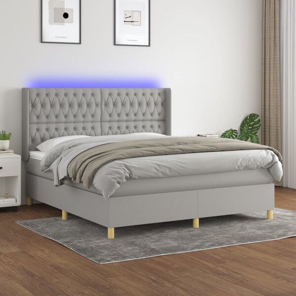 vidaXL &Kappa;&rho;&epsilon;&beta;ά&tau;&iota; Boxspring &mu;&epsilon; &Sigma;&tau;&rho;ώ&mu;&alpha; & LED &Alpha;&nu;.&Gamma;&kappa;&rho;&iota; 180x200&epsilon;&kappa;. &Upsilon;&phi;&alpha;&sigma;&mu;ά&tau;&iota;&nu;&omicron;