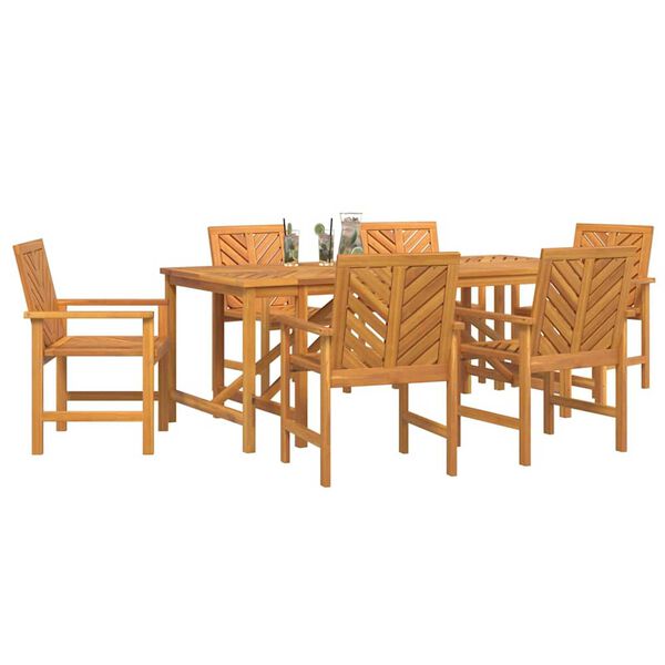 vidaXL Σέτ φαγητού για κήπο 7 pcs Καφέ 200 x 90 x 74 cm