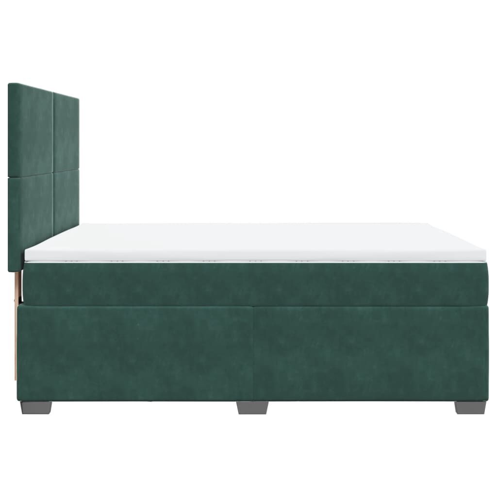 vidaXL Κρεβάτι Boxspring με Στρώμα Σκούρο Πράσινο 140x190εκ. Βελούδινο
