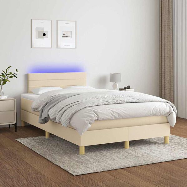 vidaXL &Kappa;&rho;&epsilon;&beta;ά&tau;&iota; Boxspring &mu;&epsilon; &Sigma;&tau;&rho;ώ&mu;&alpha; & LED &Kappa;&rho;&epsilon;&mu; 120x190 &epsilon;&kappa;. &Upsilon;&phi;&alpha;&sigma;&mu;ά&tau;&iota;&nu;&omicron;