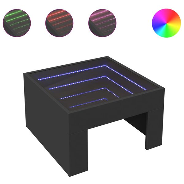 vidaXL Τραπεζάκι Σαλονιού Infinity LED Μαύρο 50x50x30 εκ.