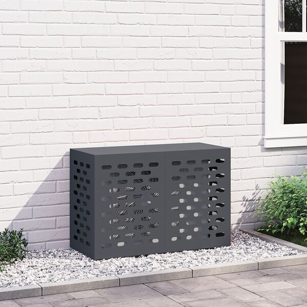 vidaXL Κάλυμμα κλιματιστικού Ανθρακί 90 x 40 x 60 εκ Ατσάλι