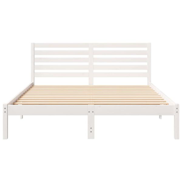 vidaXL Σκελετός Κρεβατιού Λευκό 140 x 200 cm Μασίφ ξύλο πεύκου