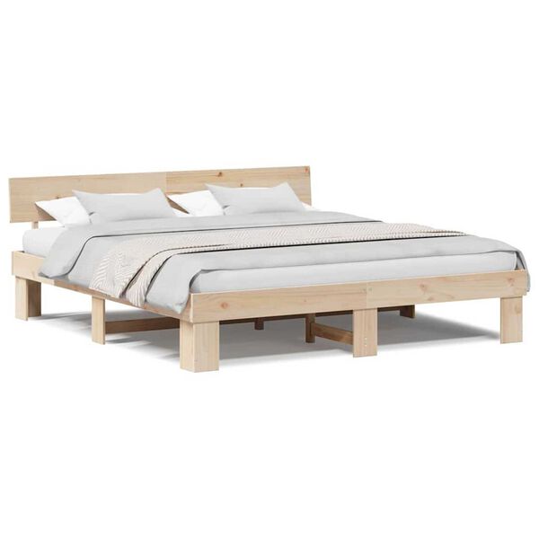 vidaXL Σκελετός Κρεβατιού Καφέ 200 x 200 cm Μασίφ ξύλο πεύκου