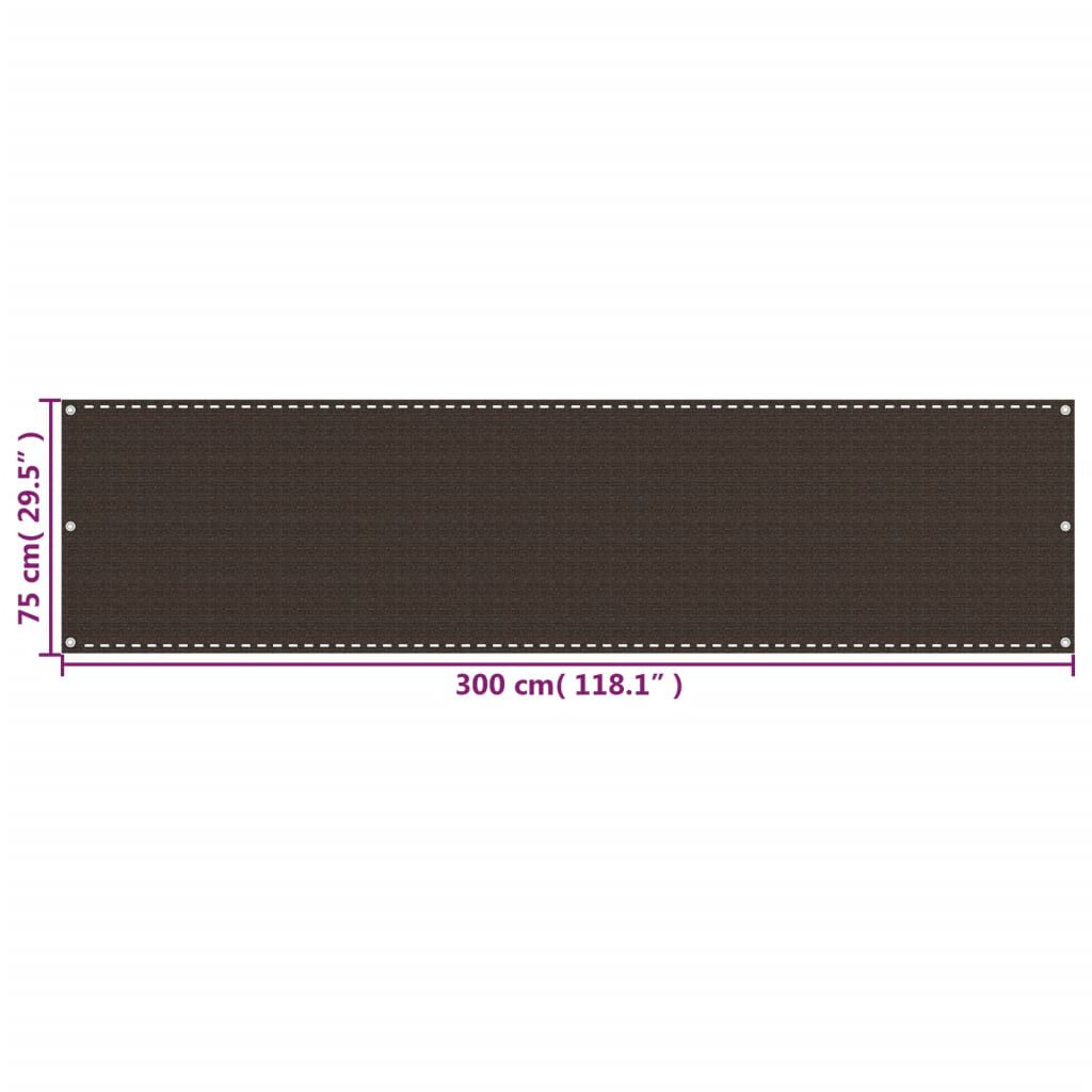 vidaXL Διαχωριστικό Βεράντας Καφέ 75 x 300 εκ. από HDPE