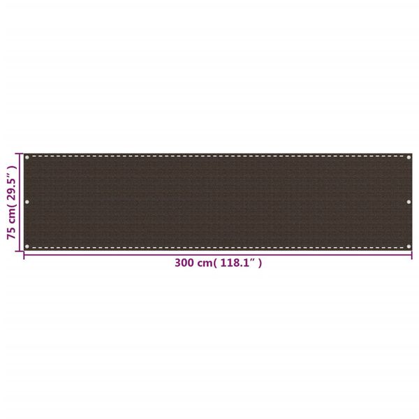 vidaXL Διαχωριστικό Βεράντας Καφέ 75 x 300 εκ. από HDPE