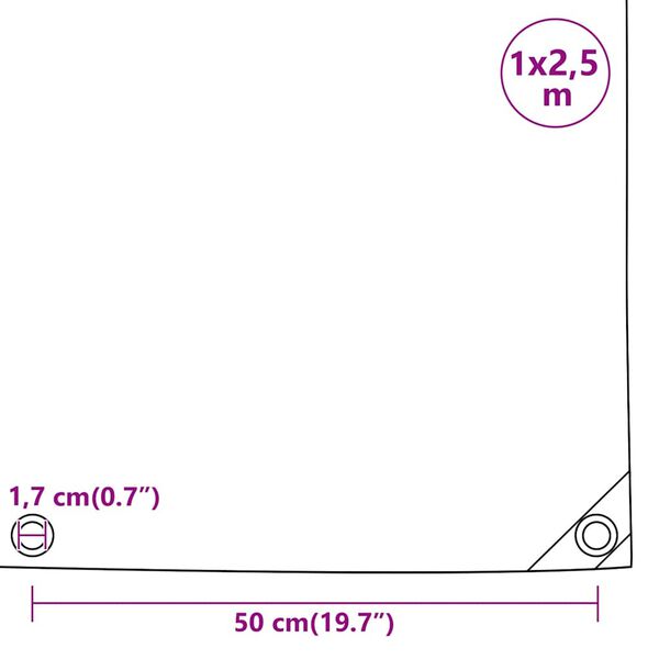 vidaXL Μουσαμάς Μαύρο 1 x 2,5 μ. 650 γρ./μ²